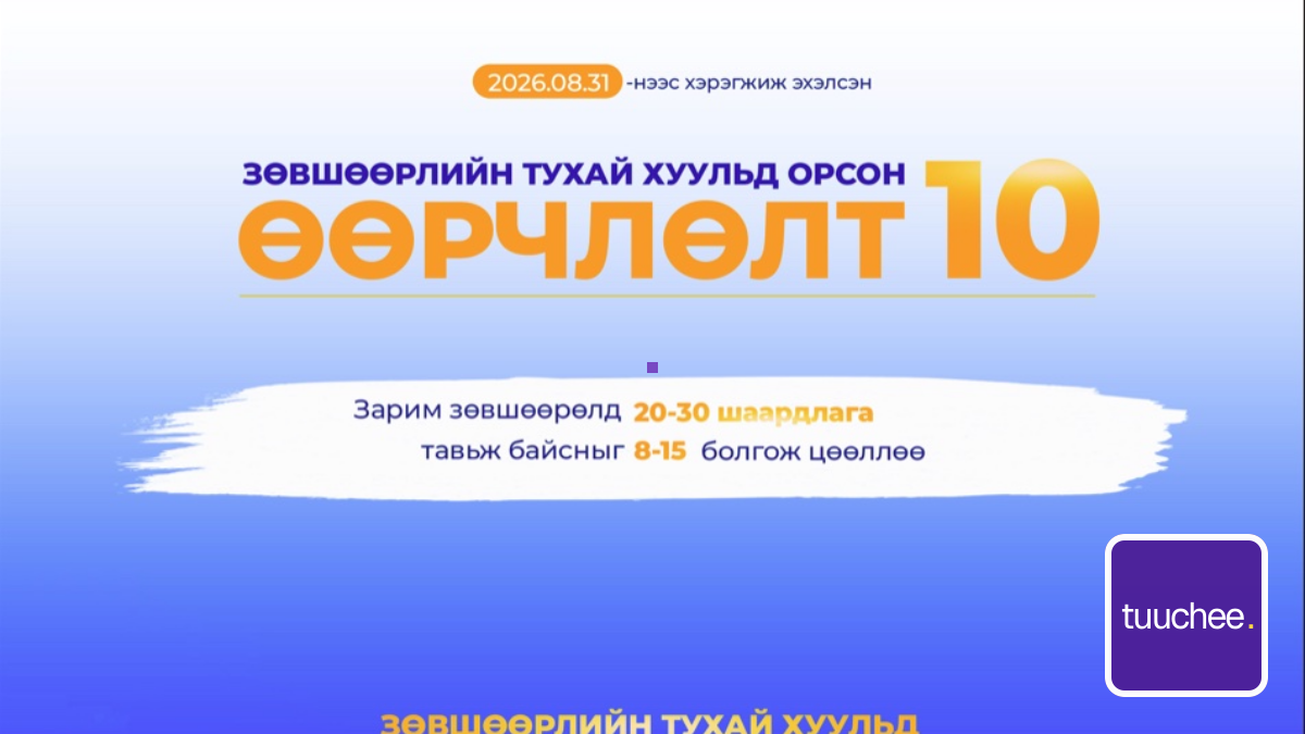 ЗӨВШӨӨРЛИЙН ТОГТОЛЦООНД ОРСОН ОНЦЛОХ 10 ӨӨРЧЛӨЛТ